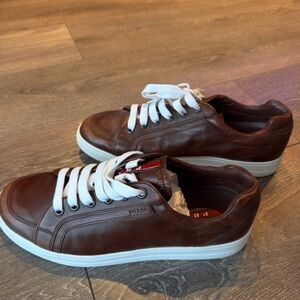 Prada Brown Leather Men's Sneakers